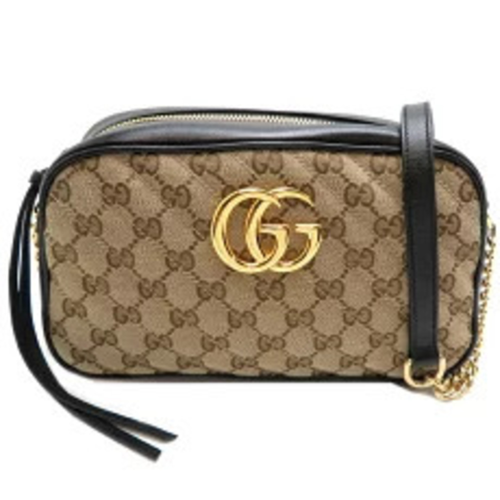 Gucci GG Marmont Shoulder Bag Canvas Brown
